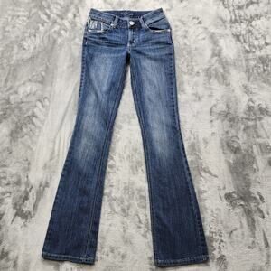 Maurices Jeans Womens 0 SHORT Blue Low Rise Slim Leg Flare Stretch Denim Casual